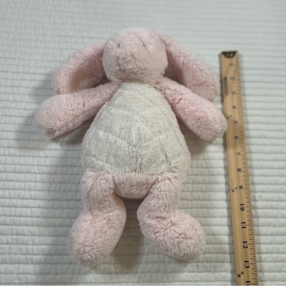 Demdaco- Nat & Jules Pink and White Fluffy Stuffed Bunny - Picture 3 of 7
